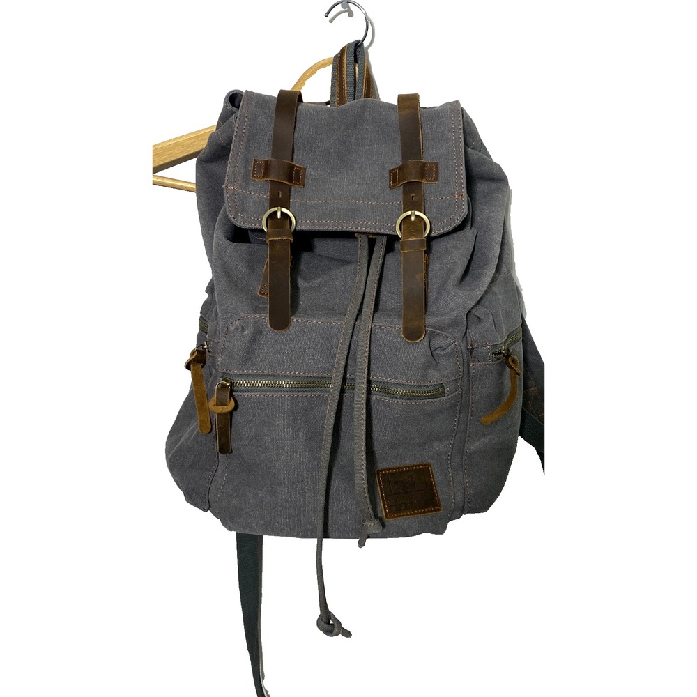 Augur Jans Canvas Leather Backpack Rucksack Hiking Laptop Travel Bag Gorpcore